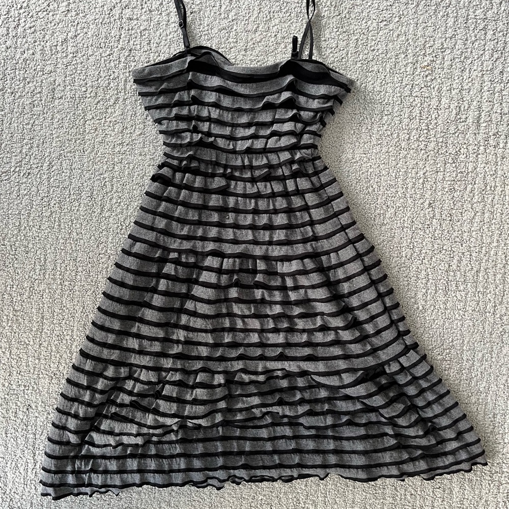 Studio M Black and Gray Ruffled Top